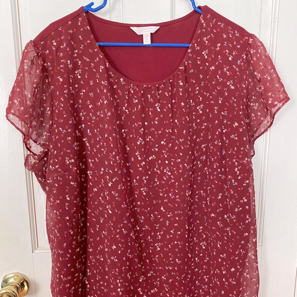 Lauren Conrad Clip Dot Mixed Media Blouse 3x